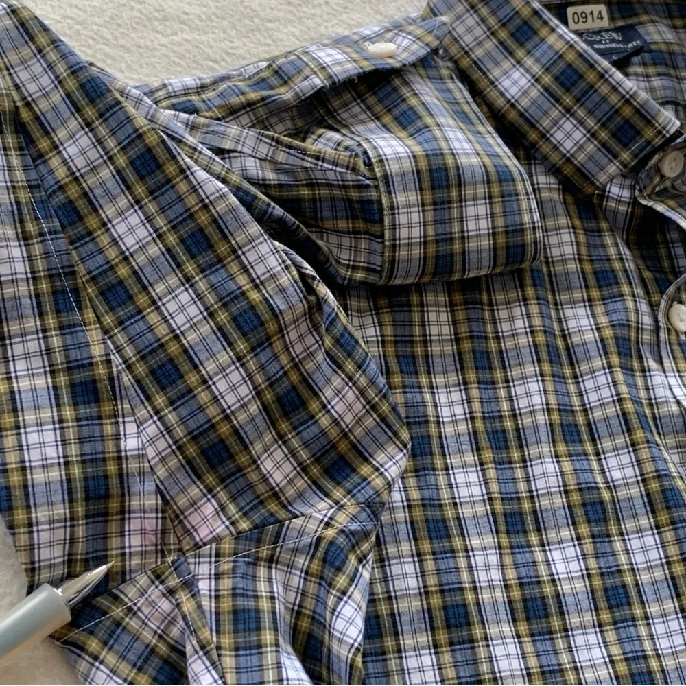 J.Crew Thompson Flex Wrinkle Free‎ Shirt Mens Long Sleeve Plaid Blue L 16-16.5